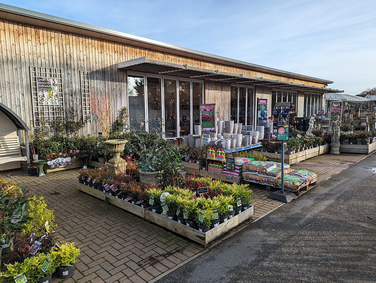 Spring plants for sale outside Notcutts Garden Centre, Norwich