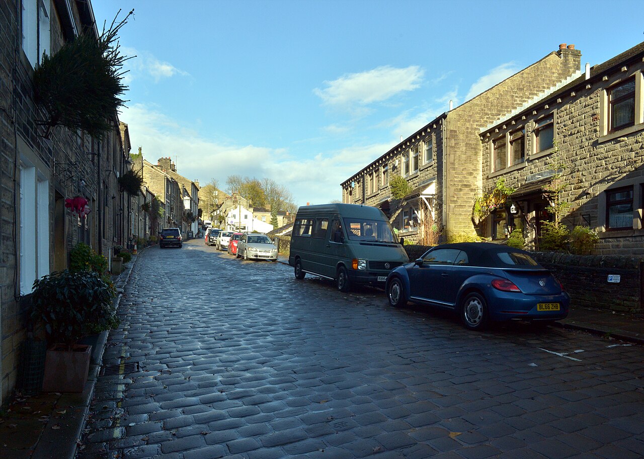 The cobbled Main Street, Haworth