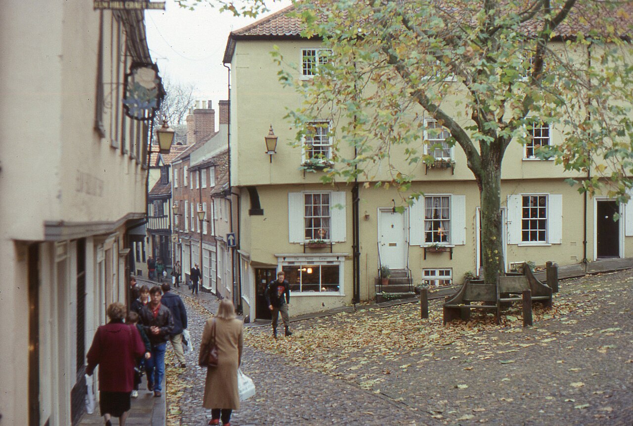 The cobbled street of Elm Hill in Norwich