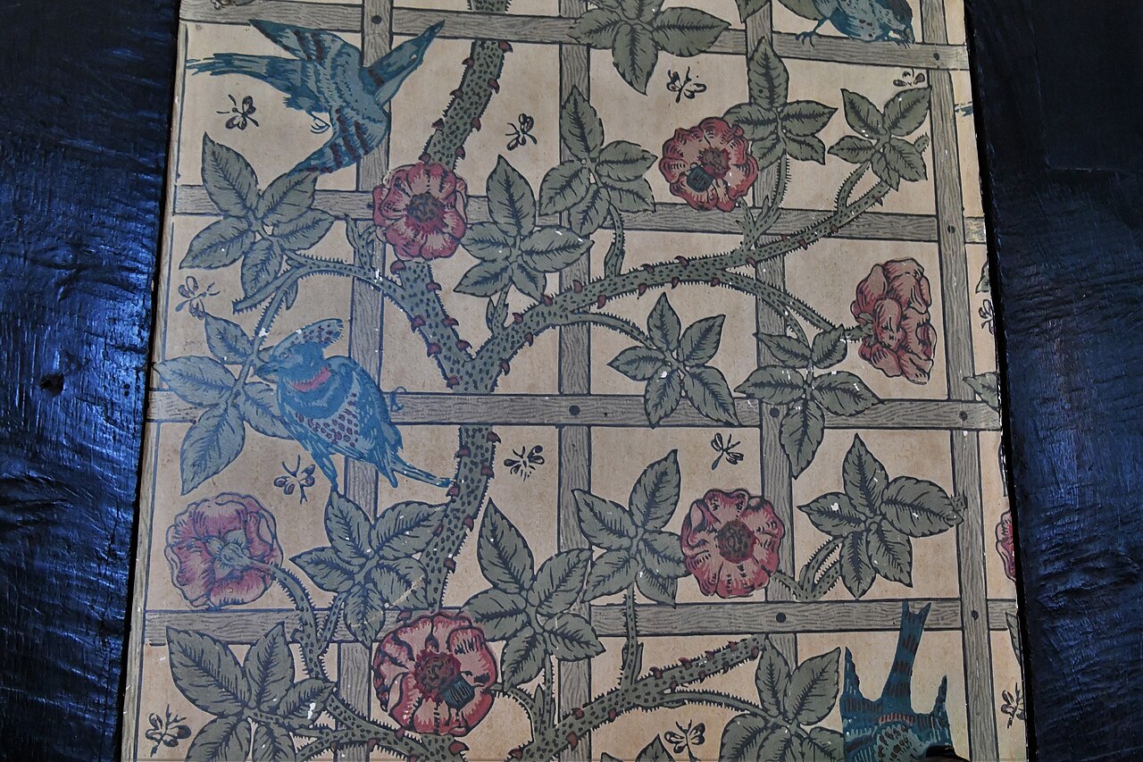 William Morris's Trellis wallpaper in a corridor at Speke Hall, Liverpool