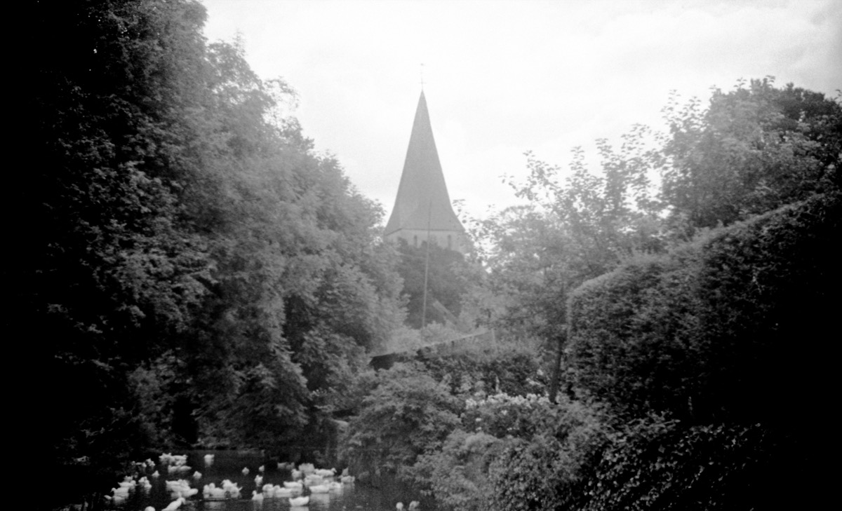 St James' Church, Shere, photographed in 1938